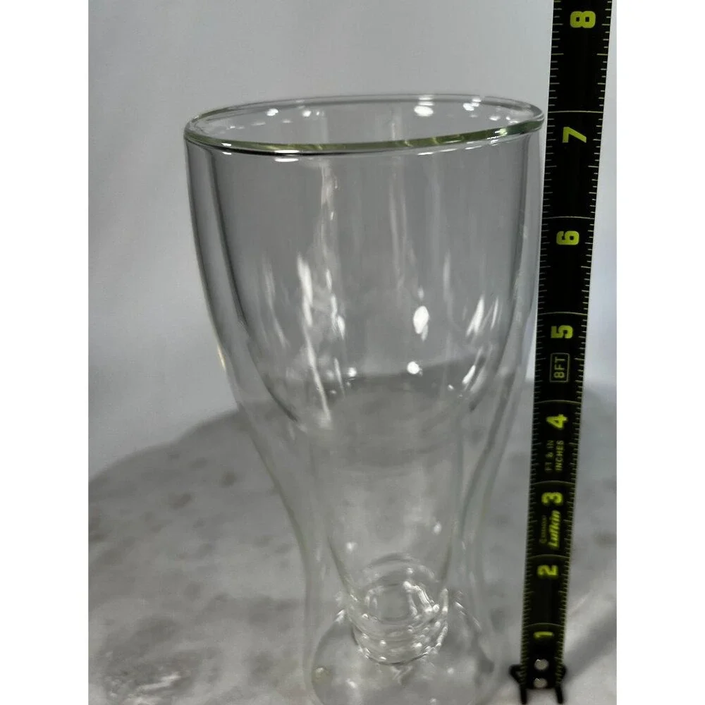 Upside Down Double Walled Insulated Clear Glass Beer Mug Keep it Cool 7